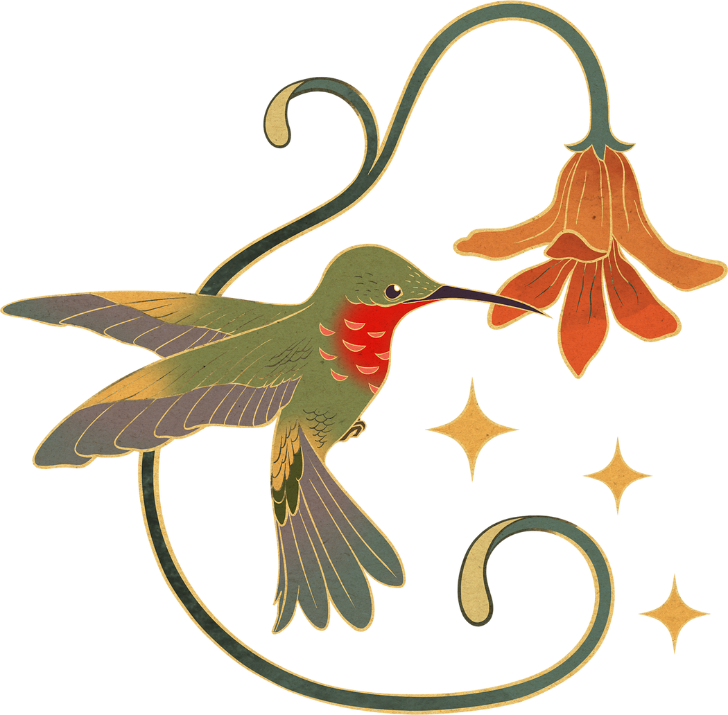Hummingbird Flower Vintage Faecore Elements, Fashion & Creatures